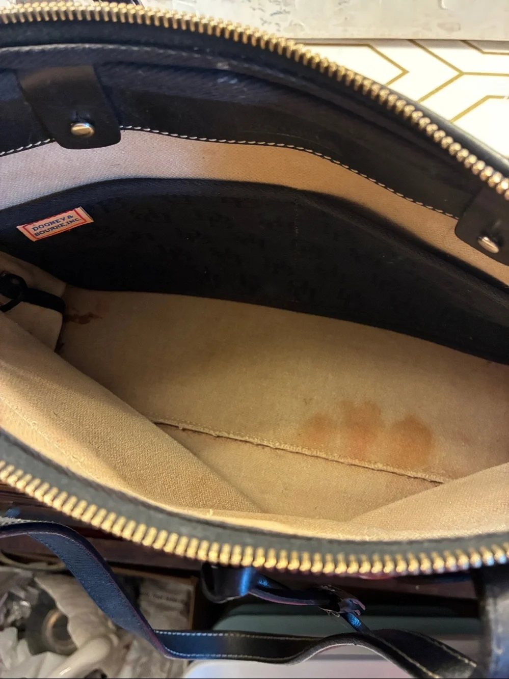 Vintage Dooney & Bourke Black  Designer Monogram Tote Bag - Satchel